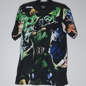 Marvel Spellout Dr Victor Von Doom AOP Black Shirt L Giant Comics Single Stitch